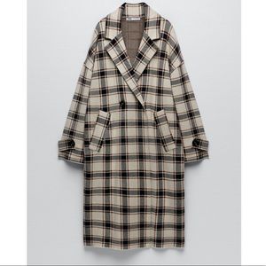 NWT ZARA Plaid Knit Coat